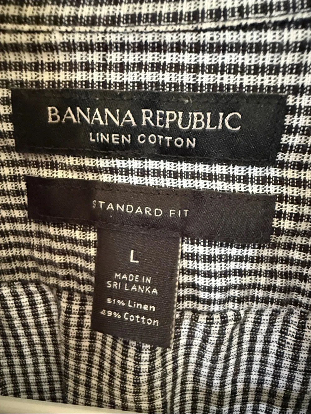 Banana Republic Navy and White Check Button-Down Shirt